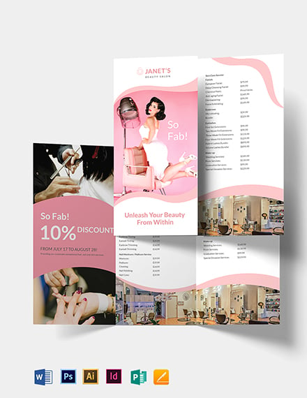 beauty salon trifold brochure template