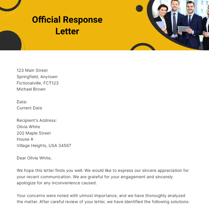Official Response Letter Template