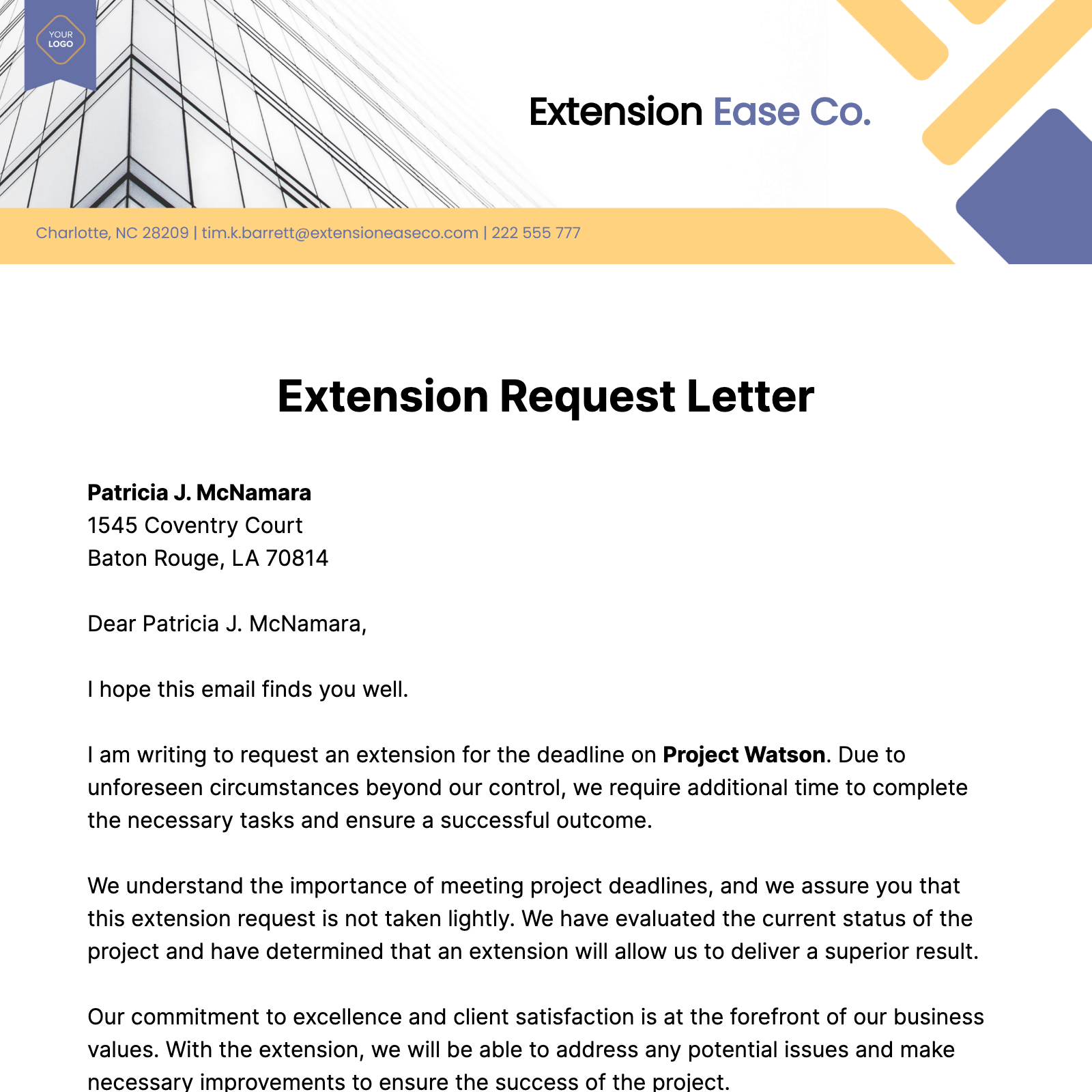 Extension Request Letter  Template