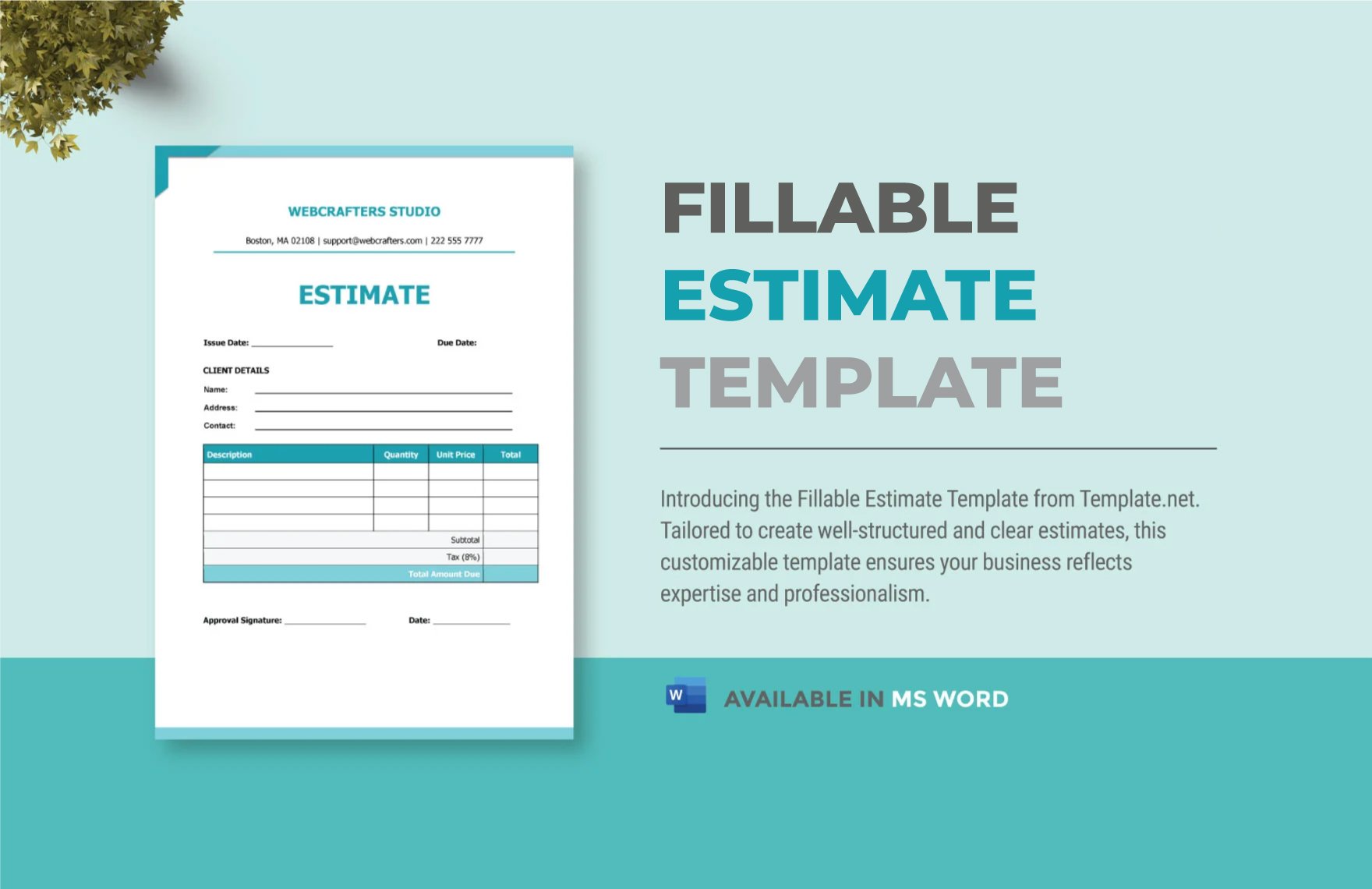 Free Fillable Estimate Template in Word