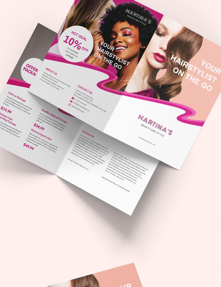 Hairstylist Bi-Fold Brochure Template