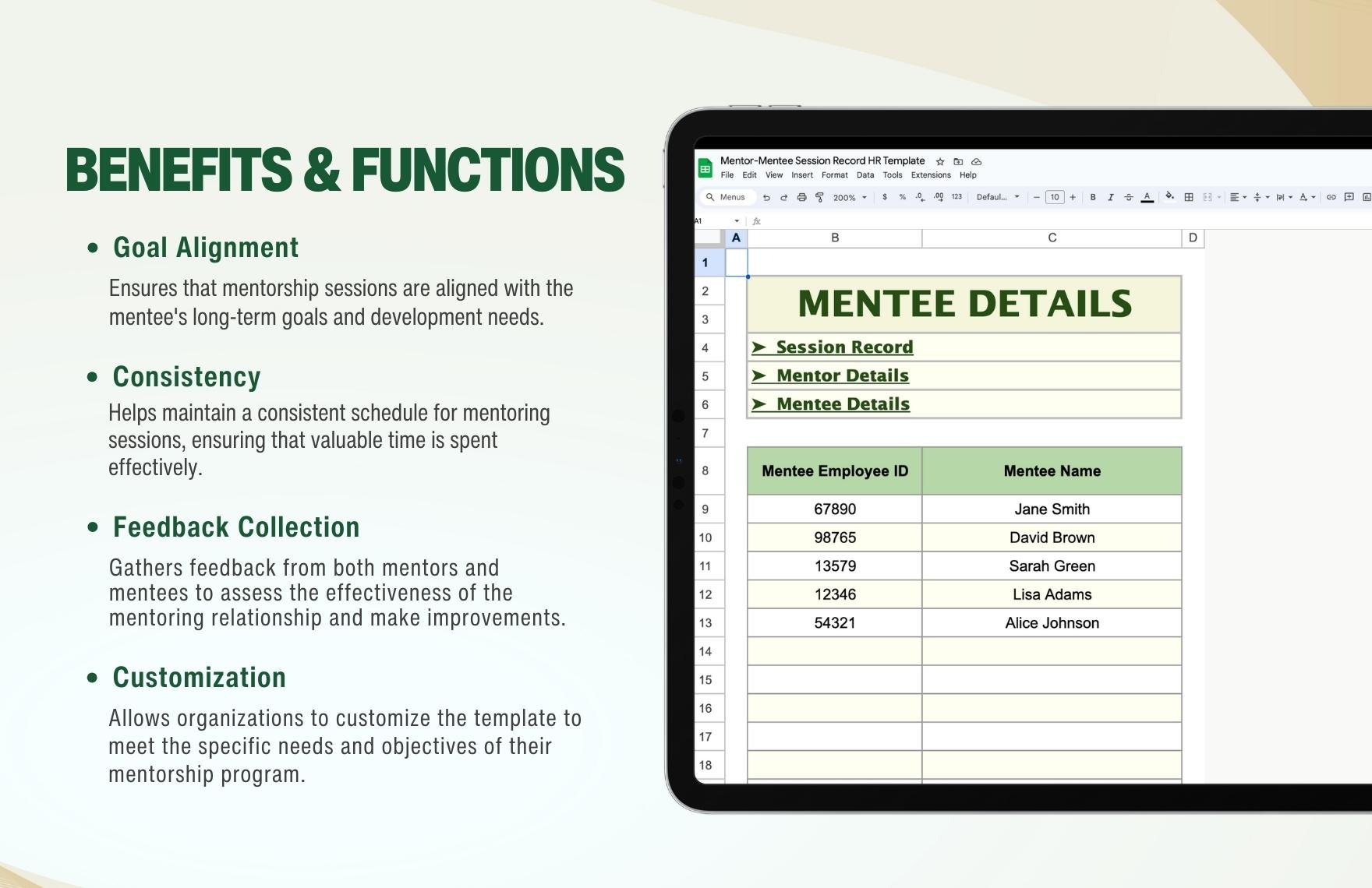 Mentor-Mentee Session Record HR Template