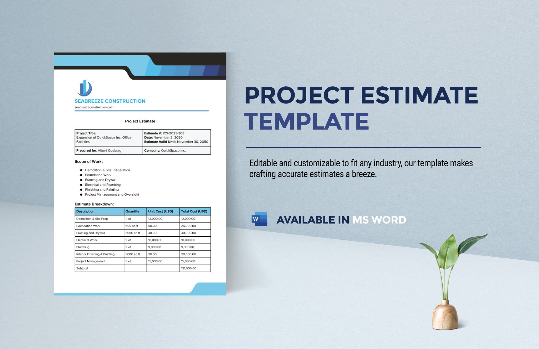 Free Project Estimate Template in Word