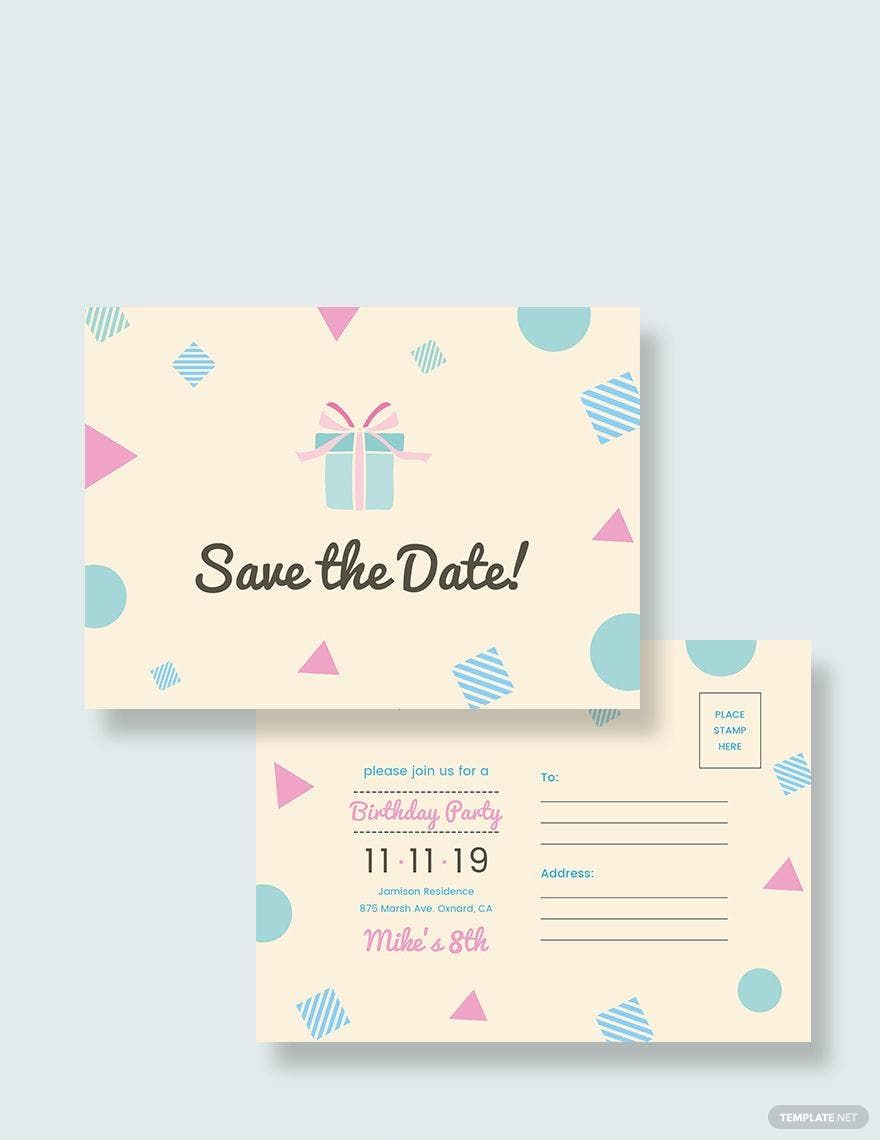 Free Birthday Save The Date Postcard Template