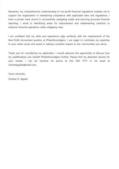 Free Non-Profit Accountant Cover Letter Template to Edit Online