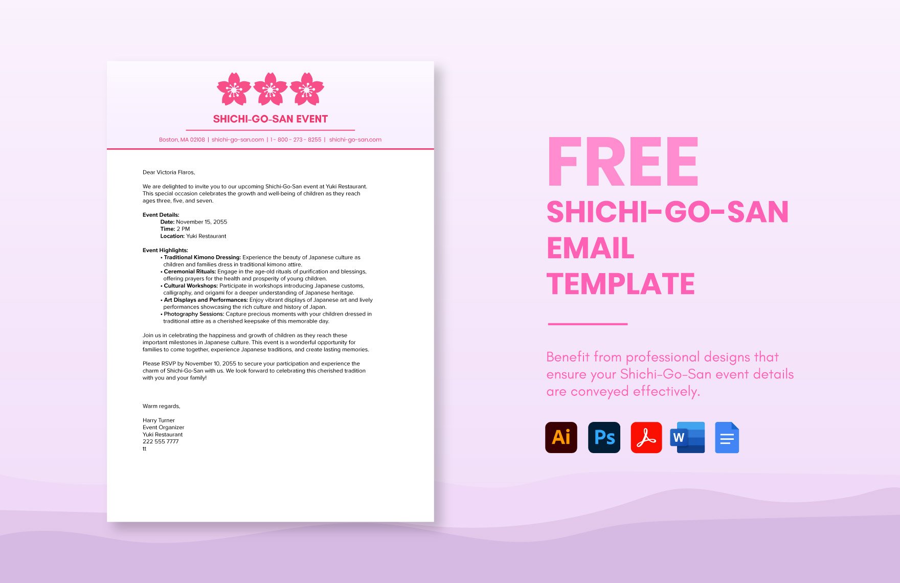 Shichi-Go-San Email Template in Word, Google Docs, PDF, Illustrator, PSD