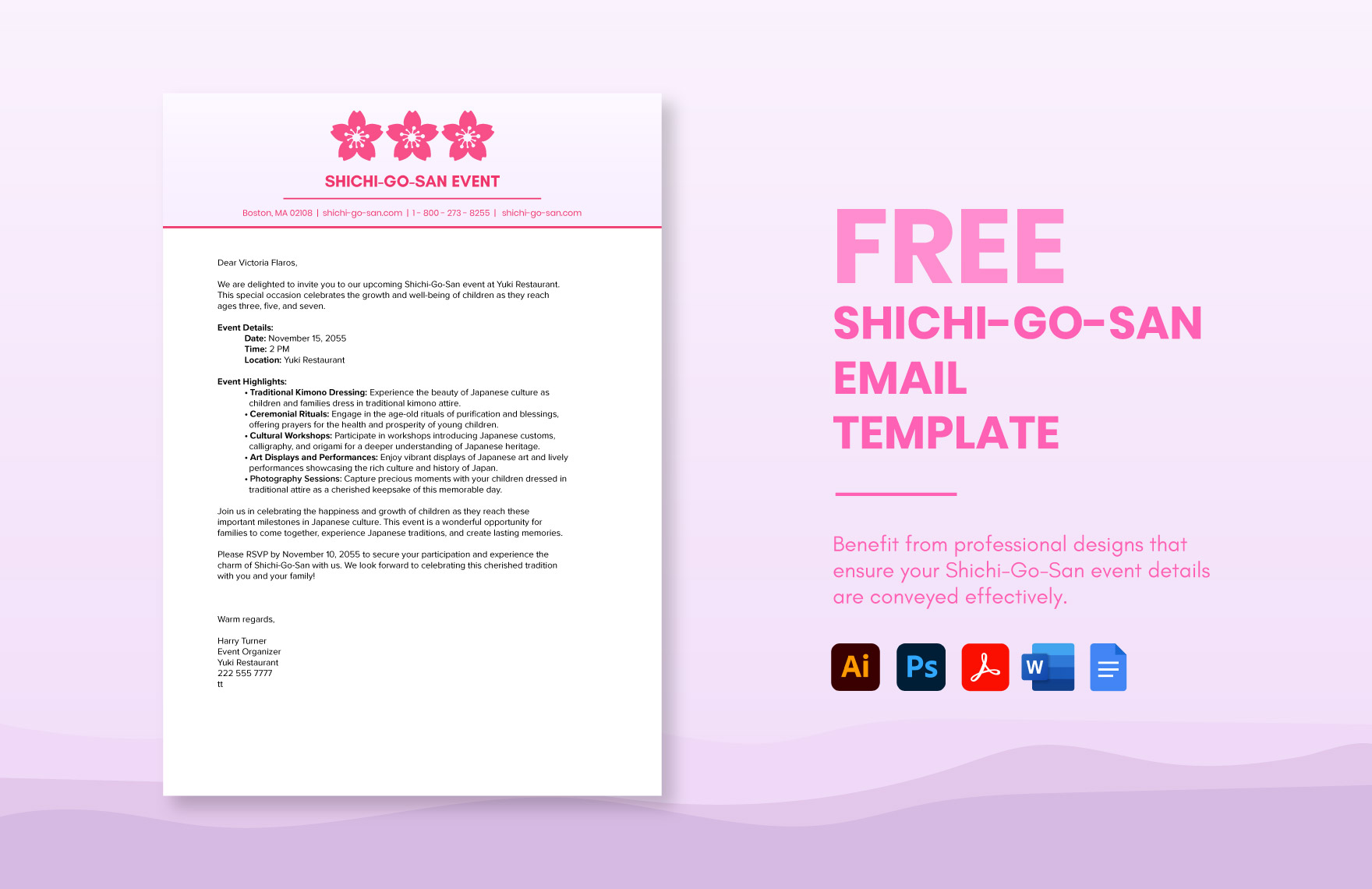 Shichi-Go-San Email Template in Illustrator, PDF, PSD, Word, Google Docs - Download | Template.net