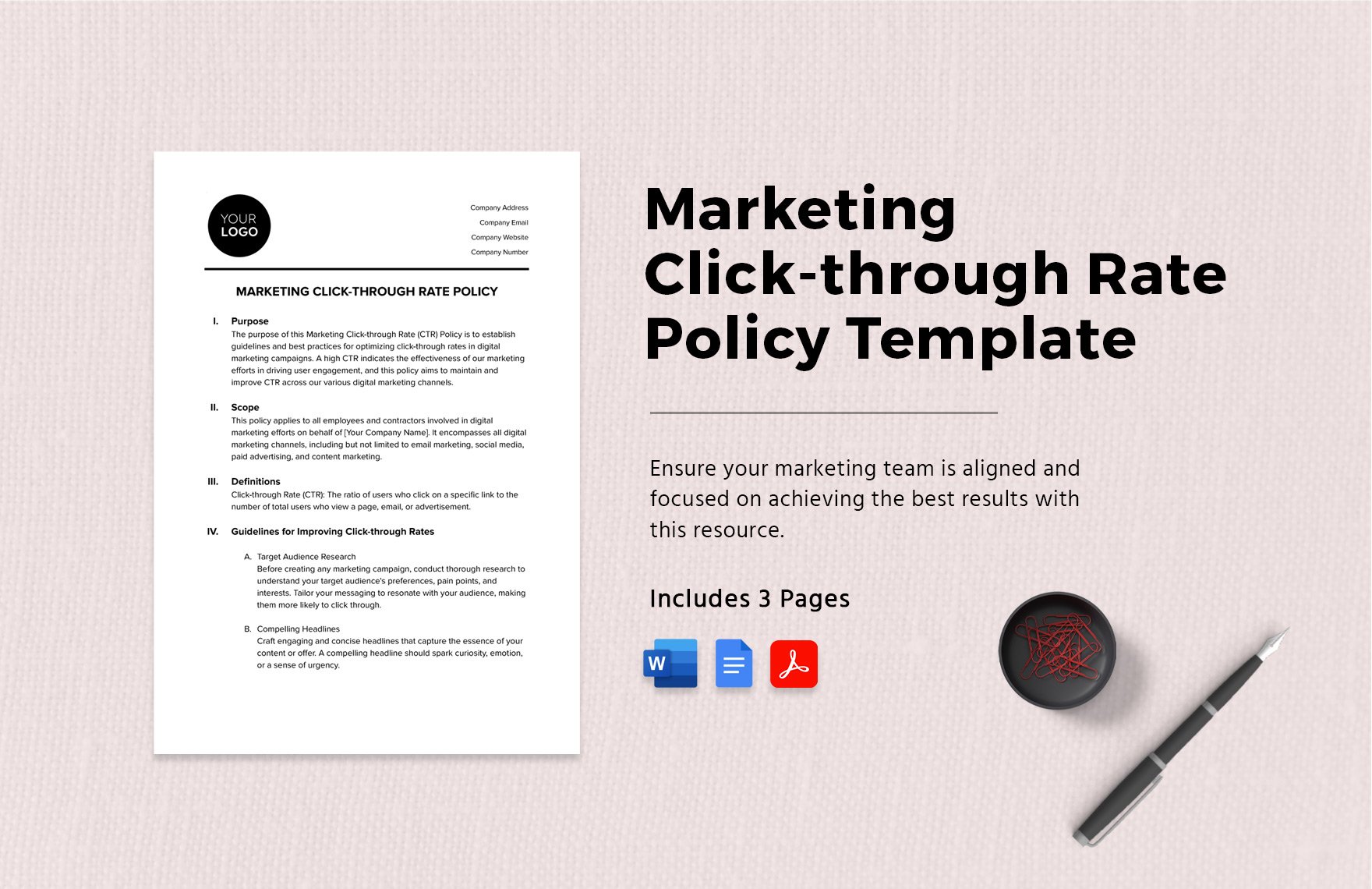 Marketing Click-through Rate Policy Template  in Word, Google Docs, PDF