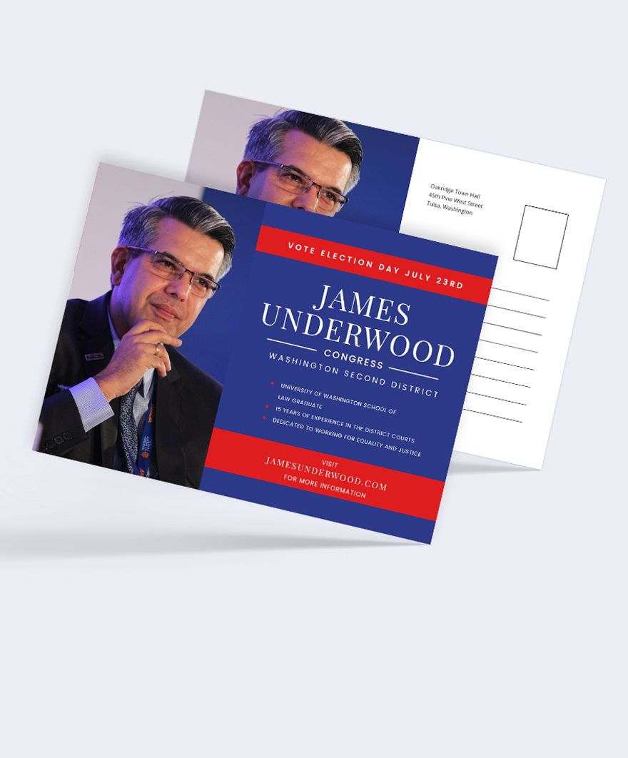 Political Campaign Postcard Template in PSD Pages Word Illustrator