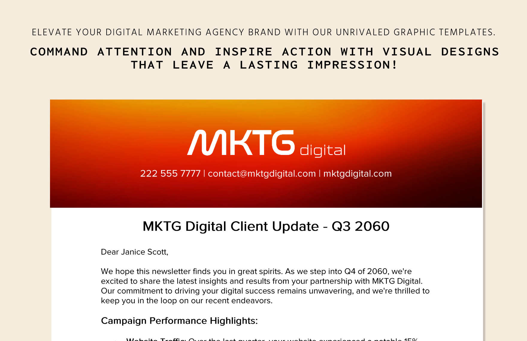 Digital Marketing Agency Client Update Newsletter Template