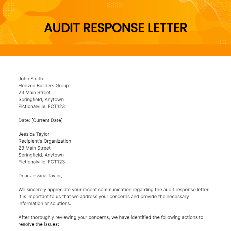 Audit Response Letter Template