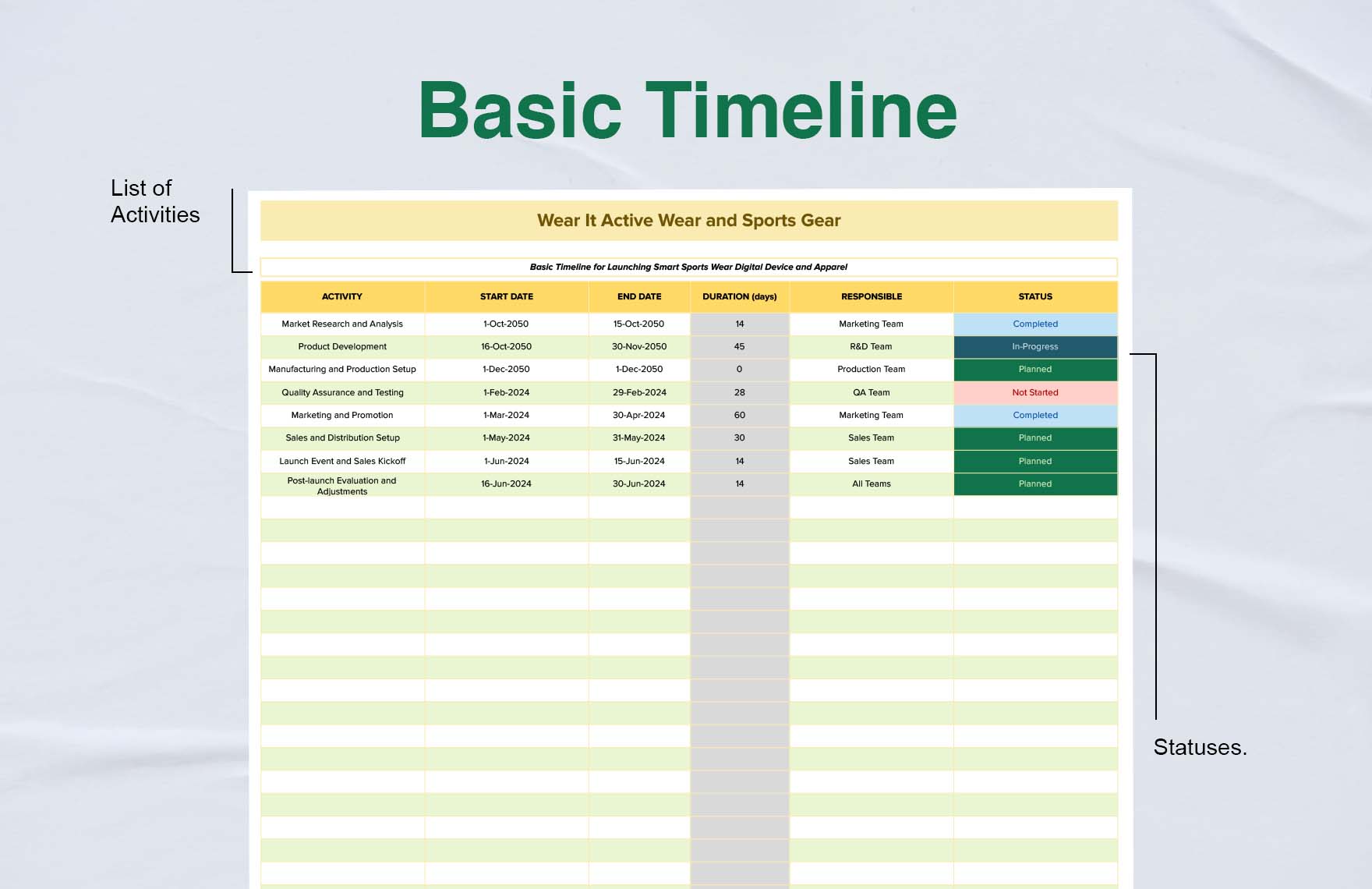 Basic Timeline Template