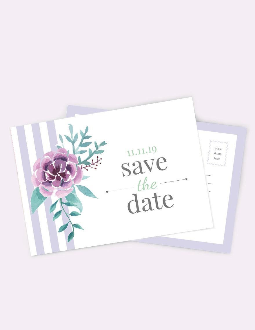 Save The Date Invitation Postcard Template