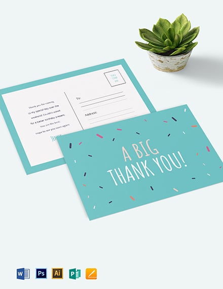 Thank You Postcard Template Illustrator Word Apple Pages PSD 
