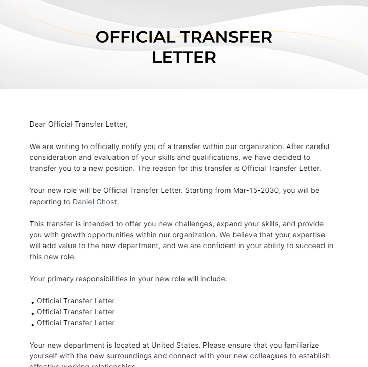 Official Transfer Letter Template