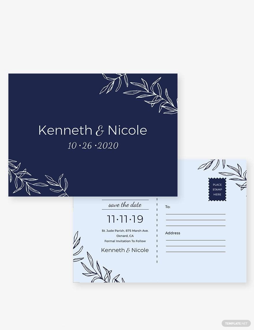 Wedding Save The Date Postcard Template