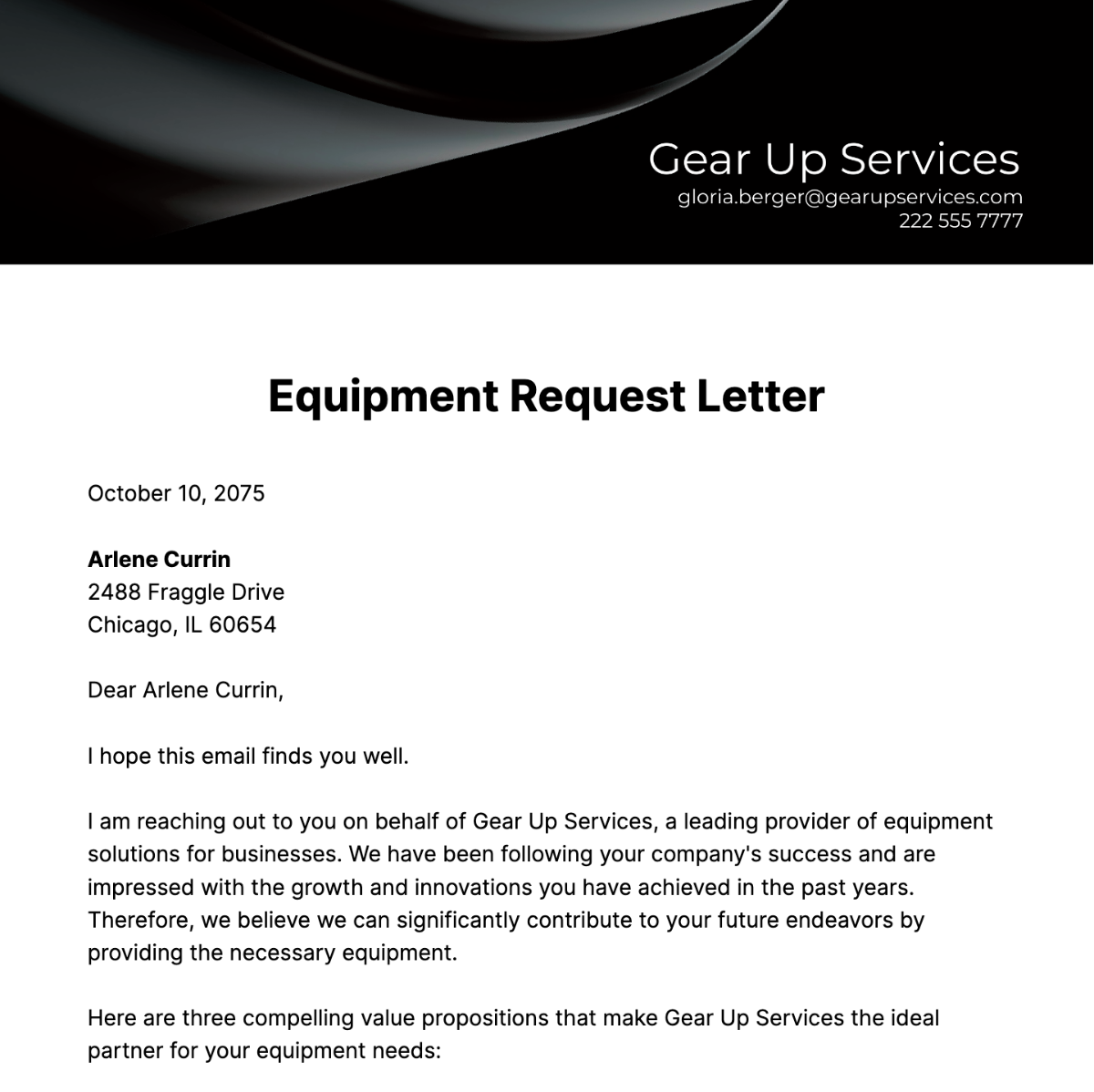 Equipment Request Letter  Template