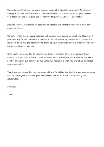 Free Gift Response Letter Template to Edit Online