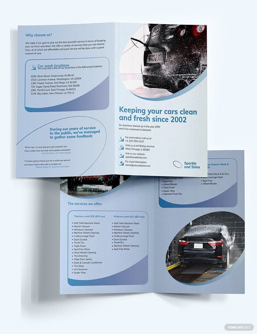 Car Wash Bi-Fold Brochure Template