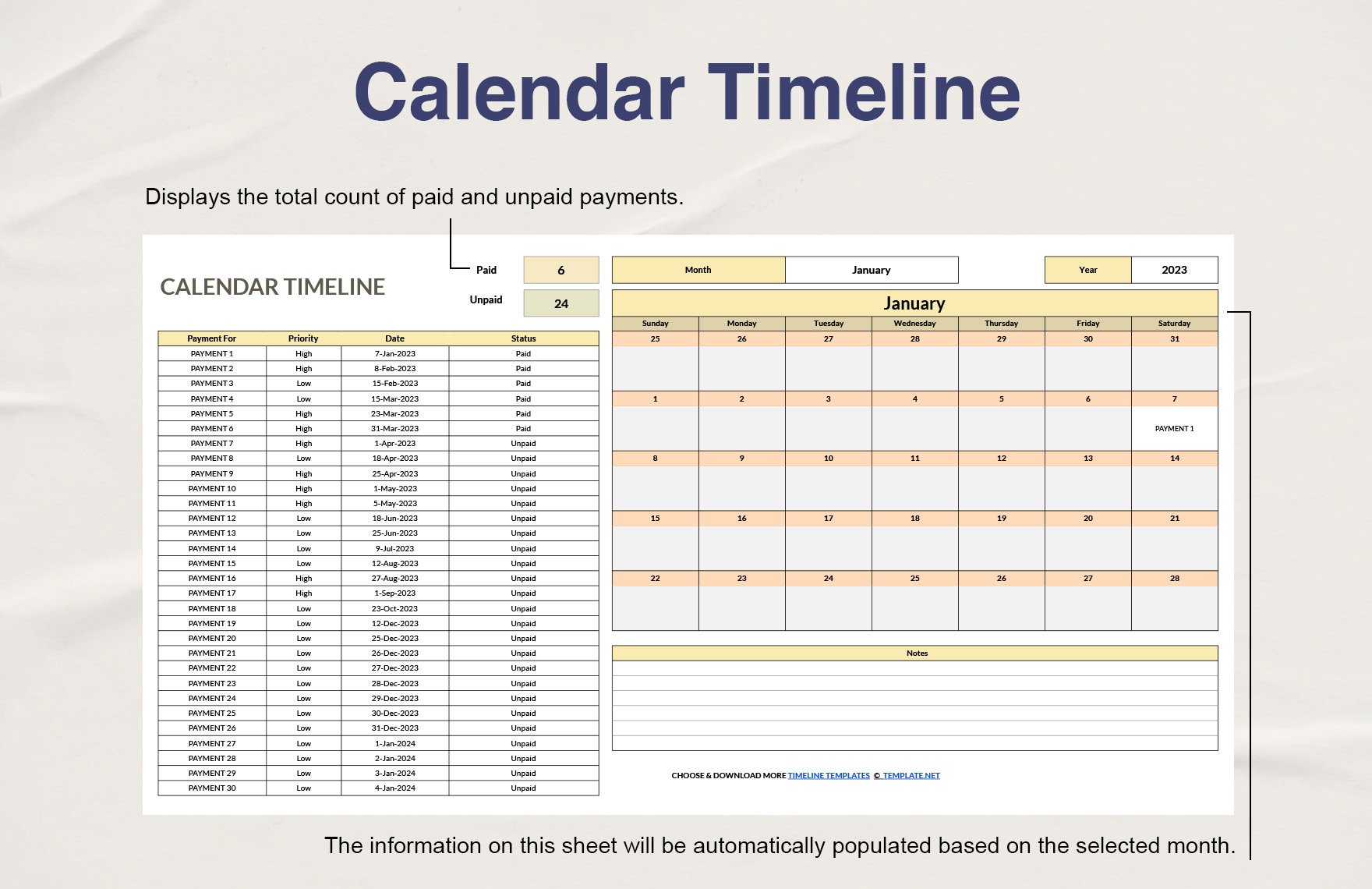 Calendar Timeline Template