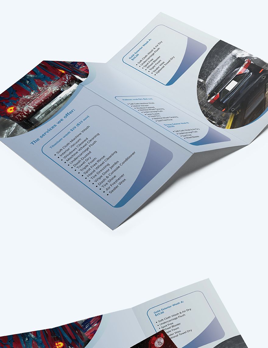 Car Wash Tri-Fold Brochure Template