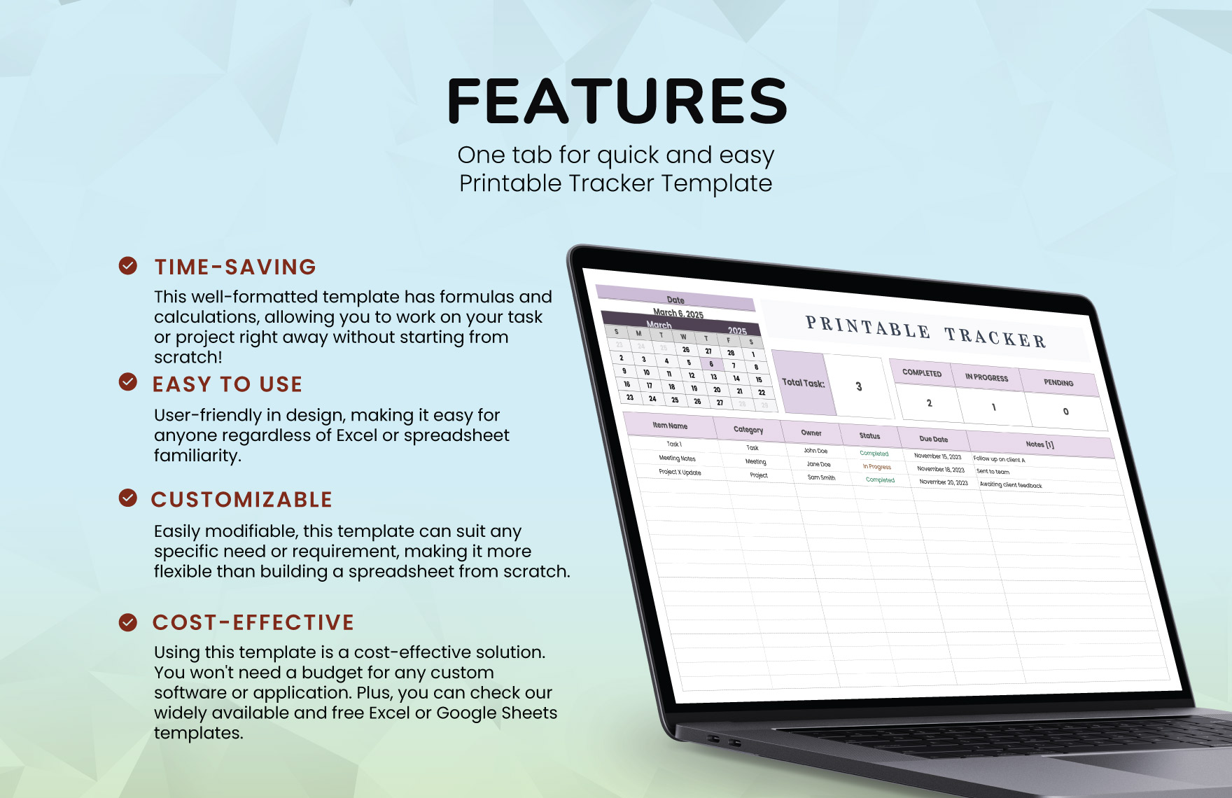 Printable Tracker Template