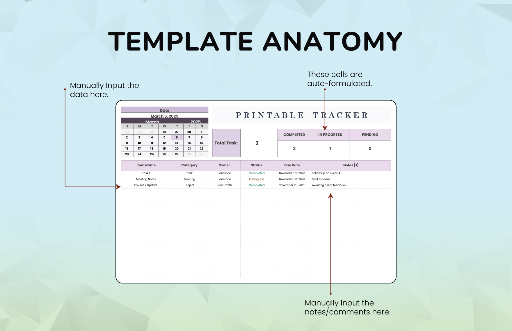 Printable Tracker Template
