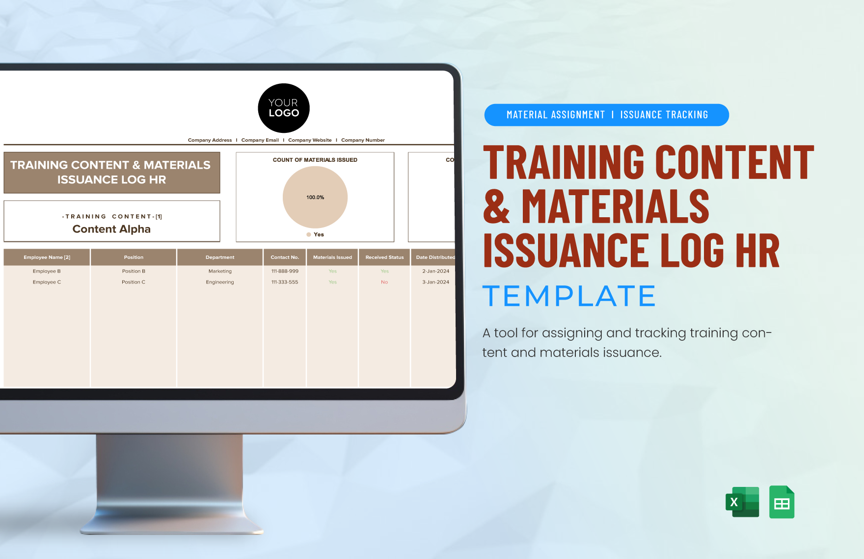Free Training Content & Materials Issuance Log HR Template