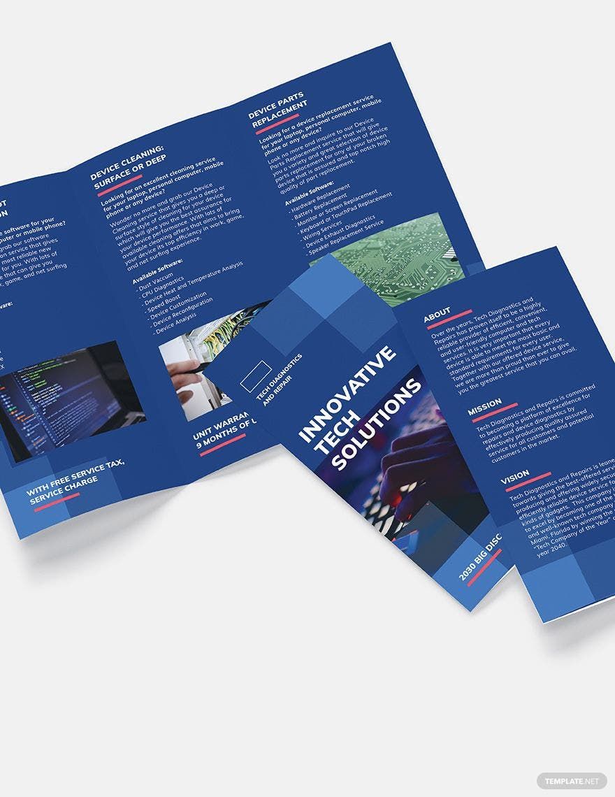 Computer Service Tri-Fold Brochure Template in Word, Google Docs, Illustrator, PSD, Apple Pages, Publisher, InDesign