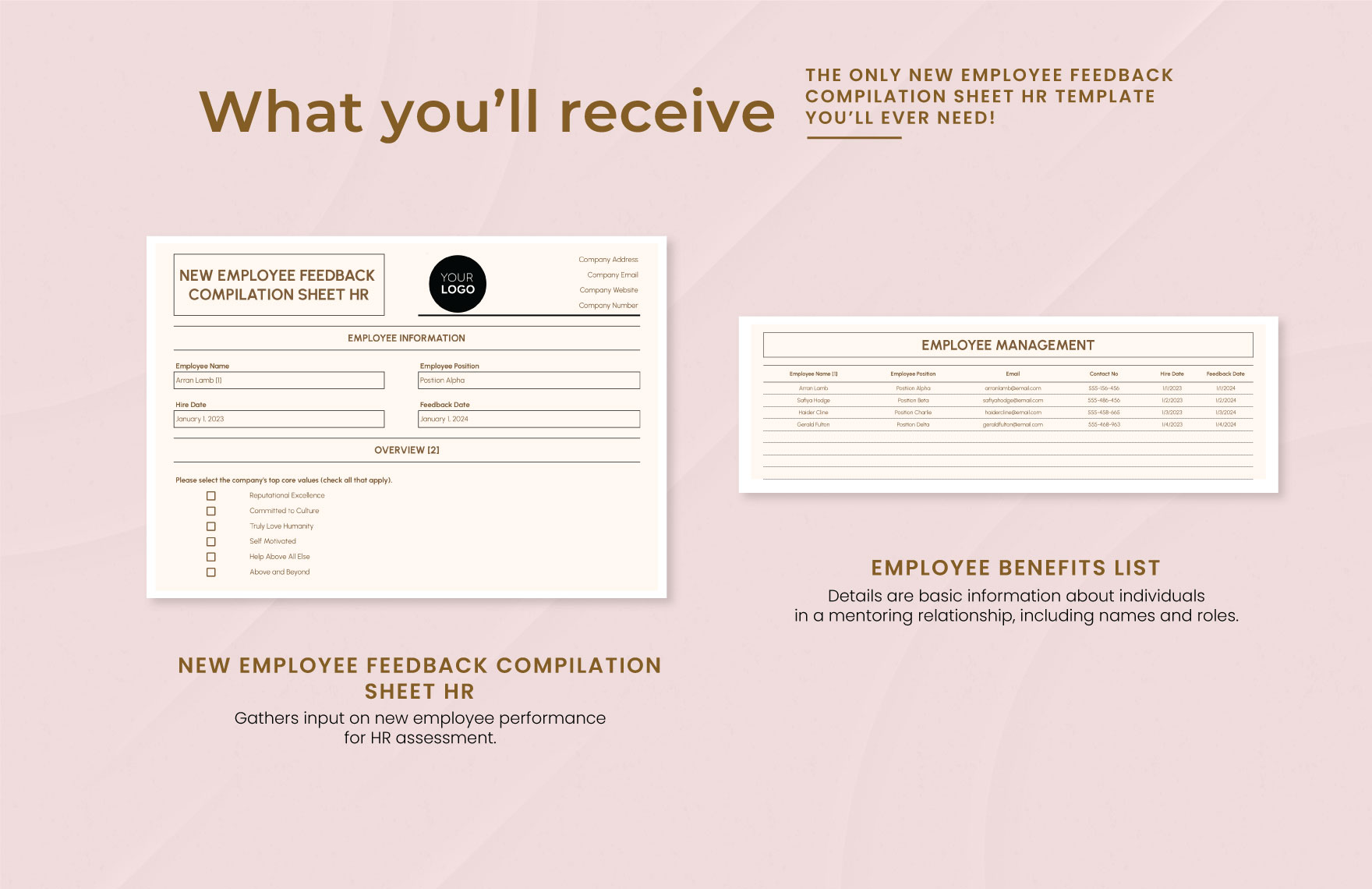 New Employee Feedback Compilation Sheet HR Template