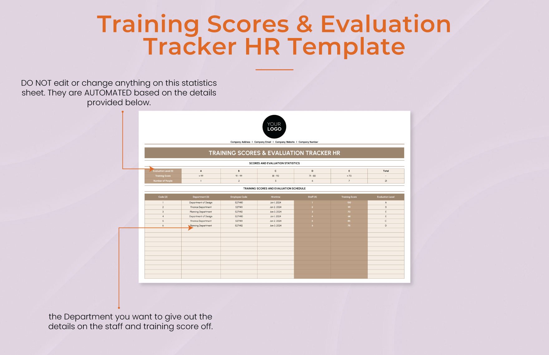 Training Scores & Evaluation Tracker HR Template
