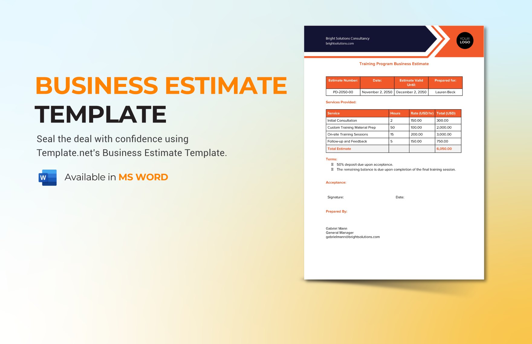 Business Estimate Template