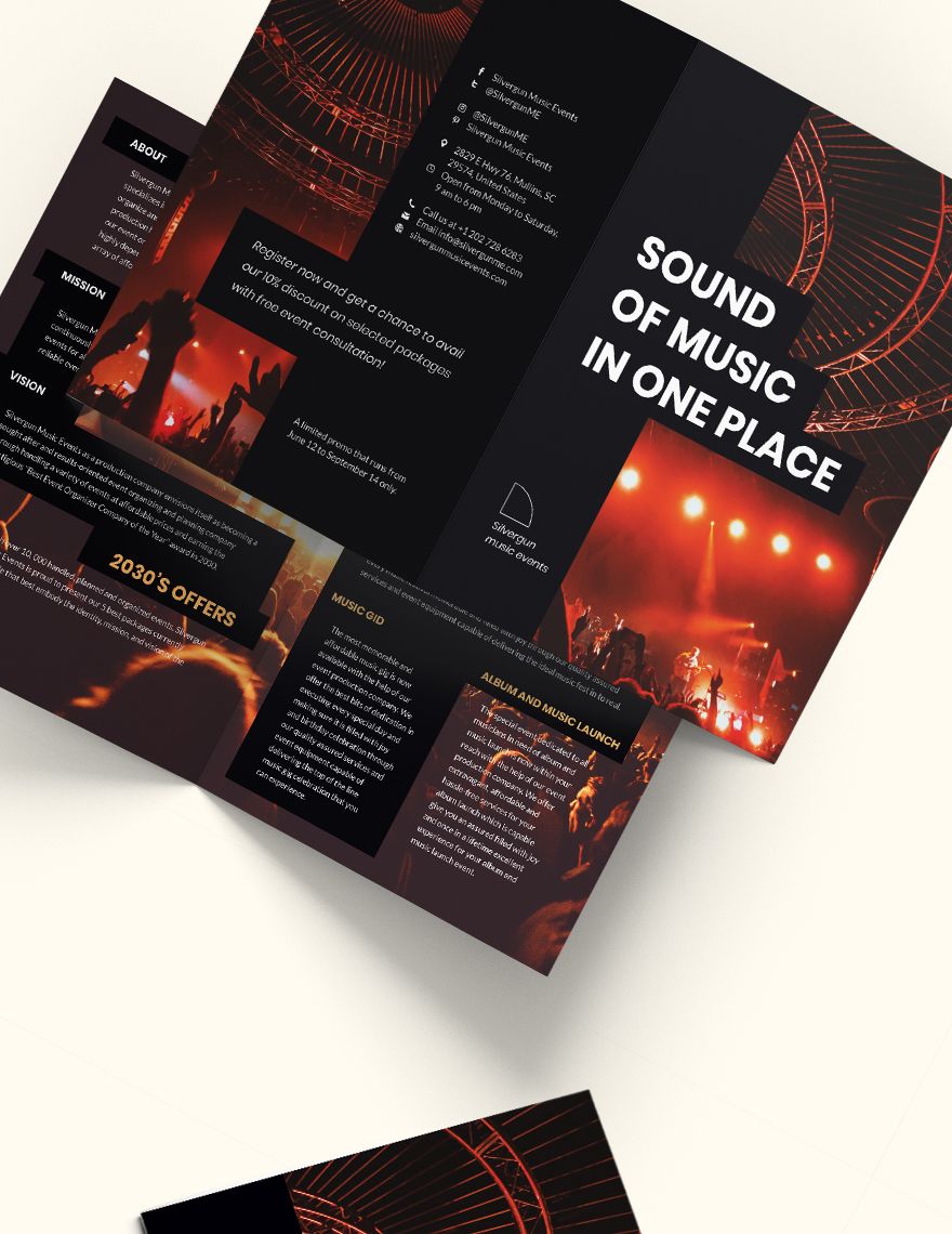 Music Event Bi-Fold Brochure Template