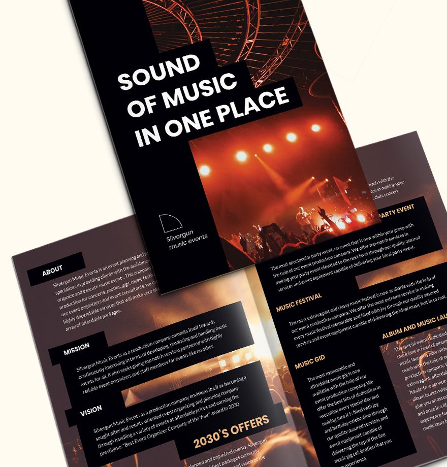 Music Event Bi-Fold Brochure Template