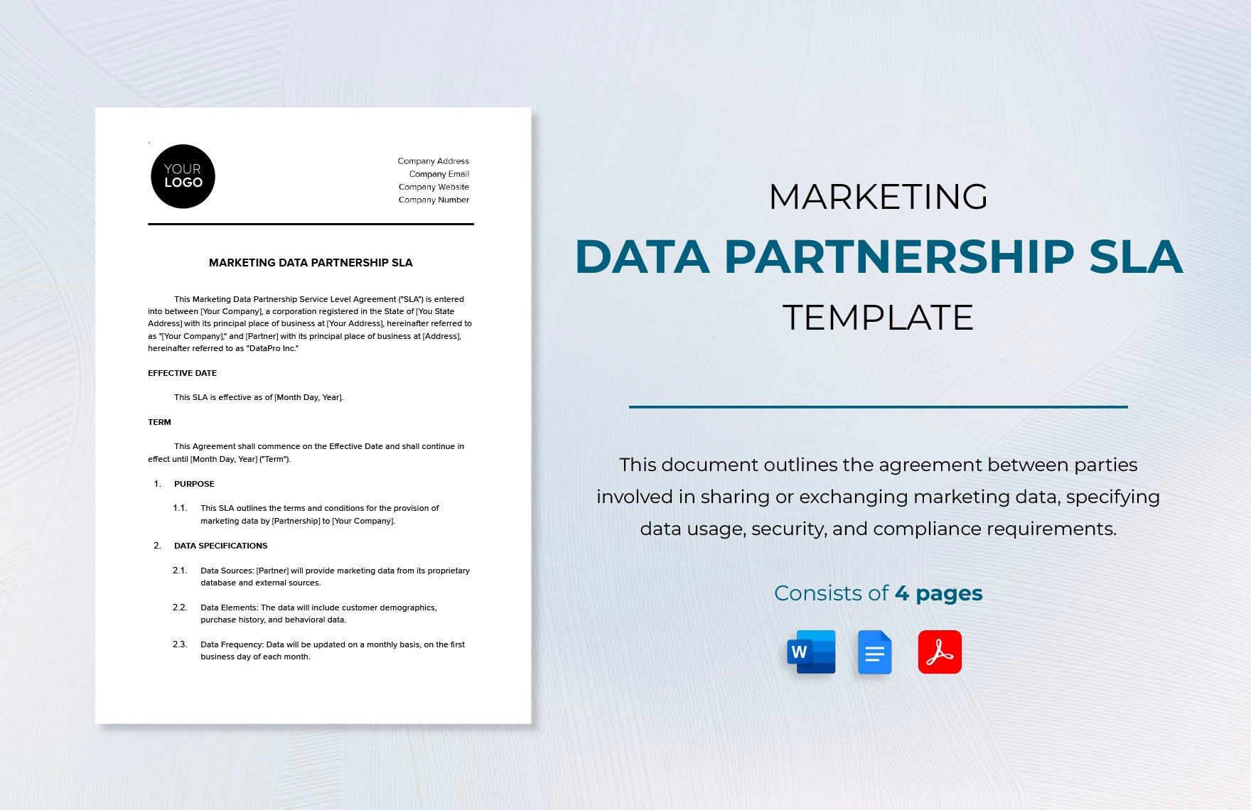 Marketing Data Partnership SLA Template