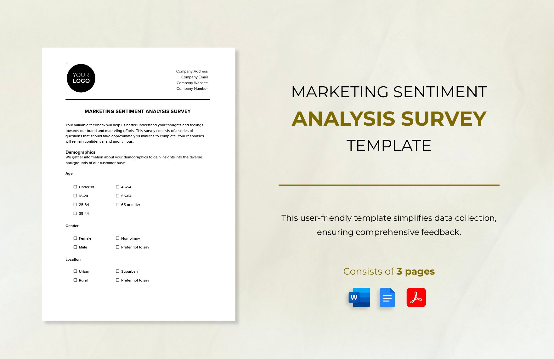 Marketing Sentiment Analysis Survey Template in Word, Google Docs, PDF