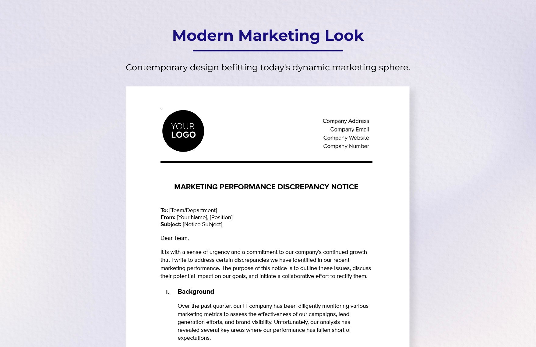 Marketing Performance Discrepancy Notice Template