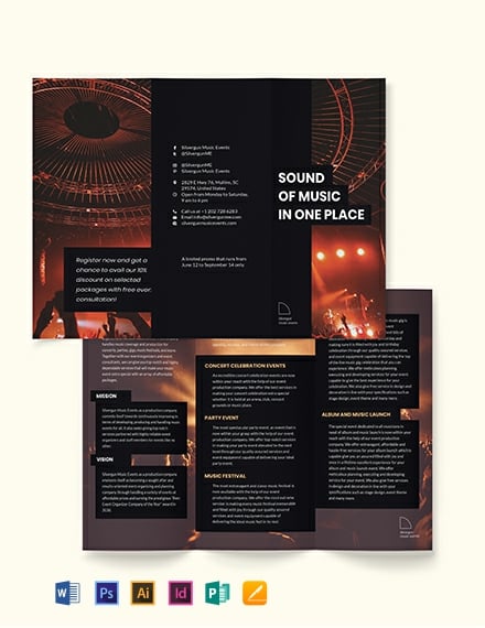 Music Event TriFold Brochure Template