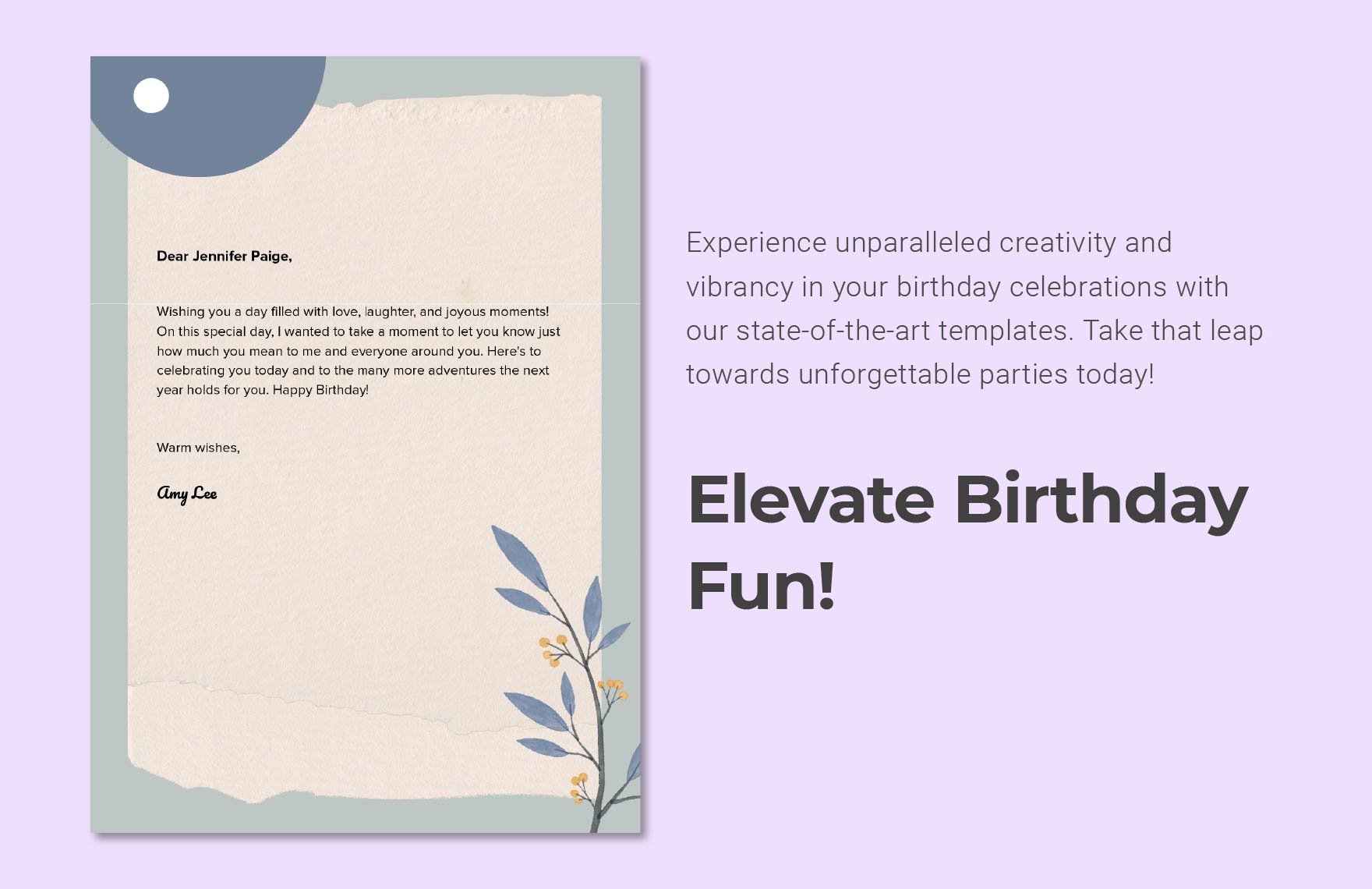 Happy Birthday Letter Template