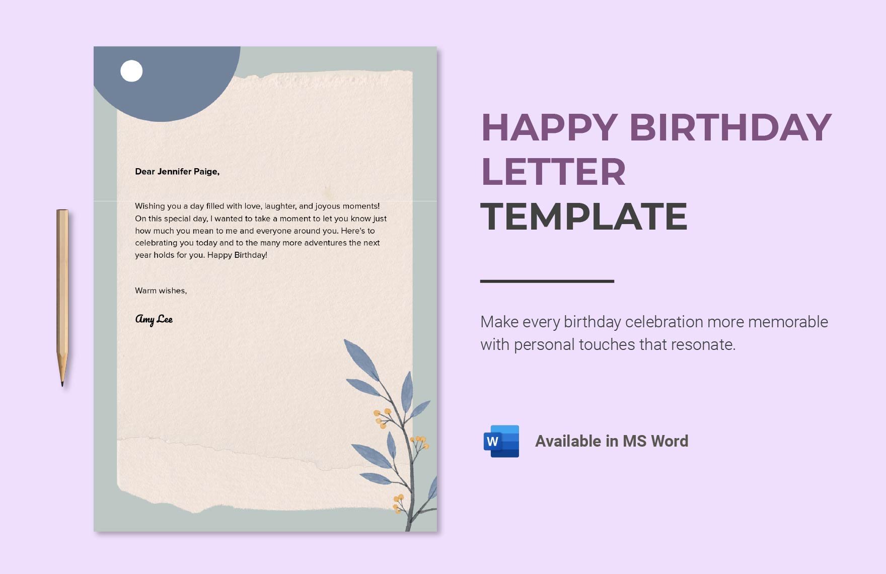 Happy Birthday Letter Template