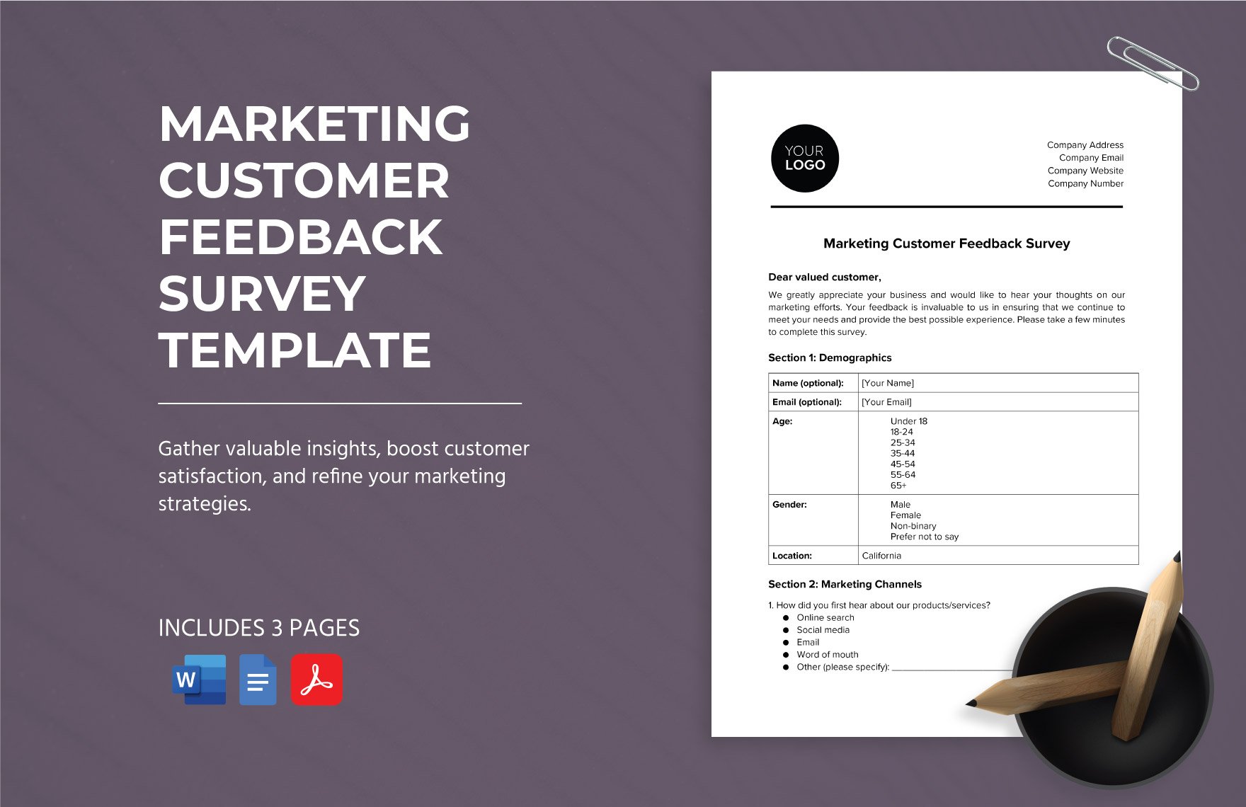 Marketing Customer Feedback Survey Template
