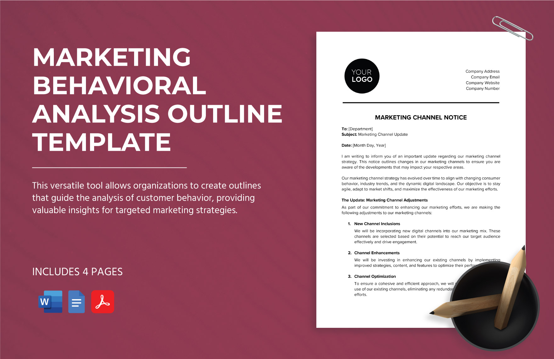 Marketing Behavioral Analysis Outline Template