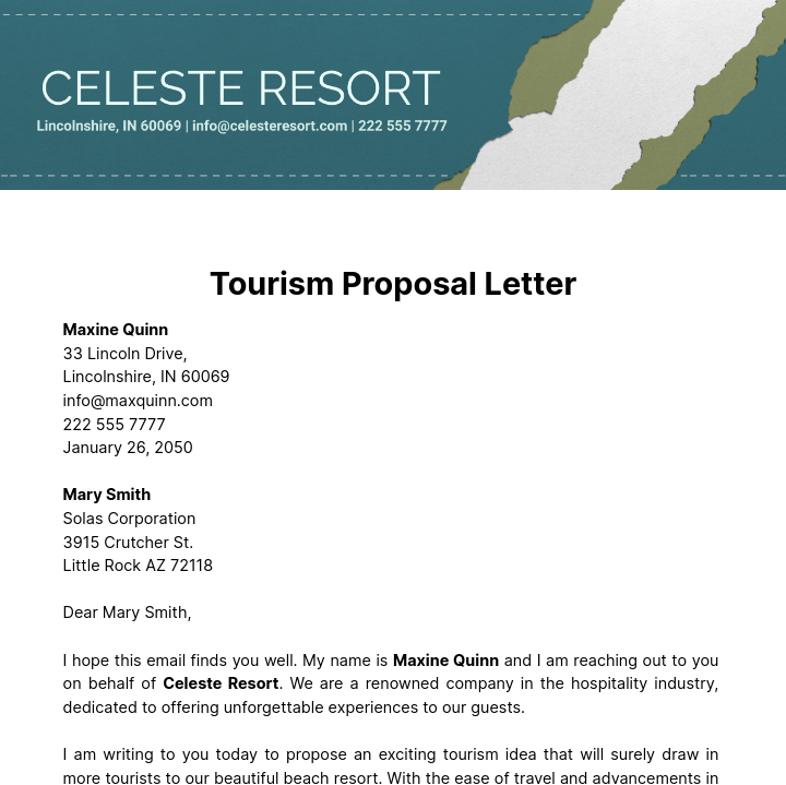 Tourism Proposal Letter  Template