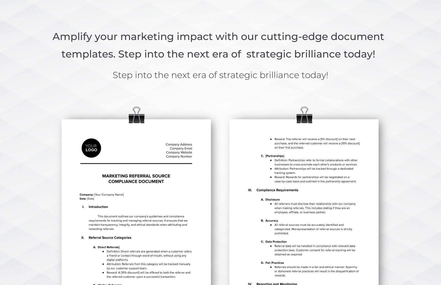 Marketing Referral Source Compliance Document Template