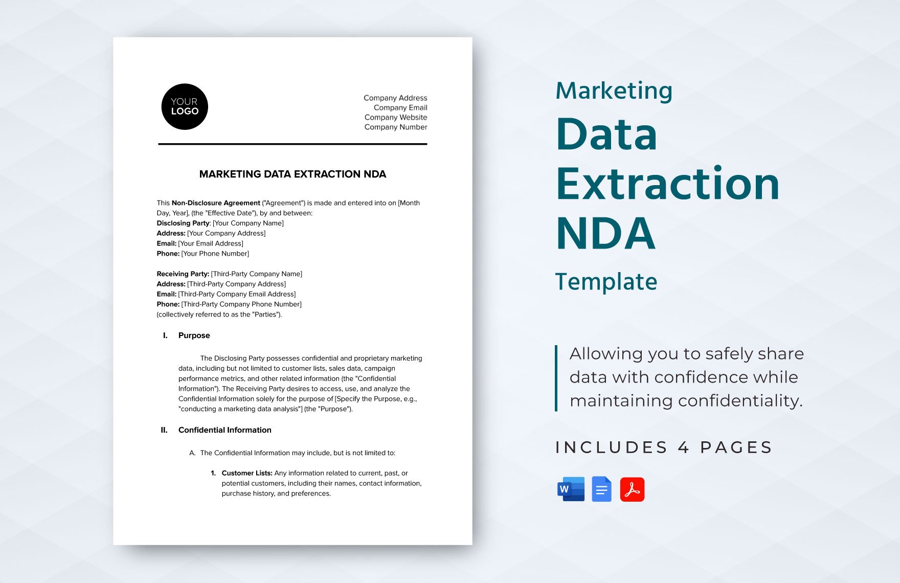 Marketing Data Extraction NDA Template in Word, Google Docs, PDF