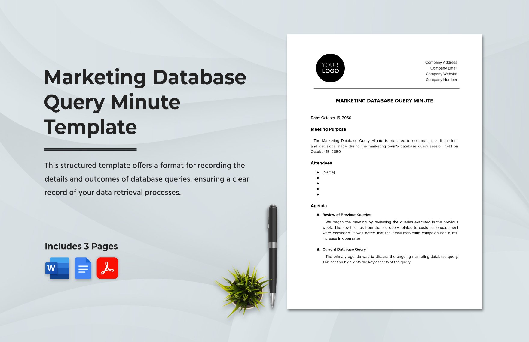 Marketing Database Query Minute Template