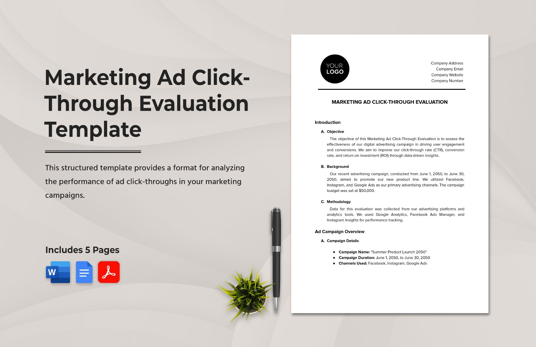 Marketing Ad Click-through Evaluation Template in Word, Google Docs, PDF