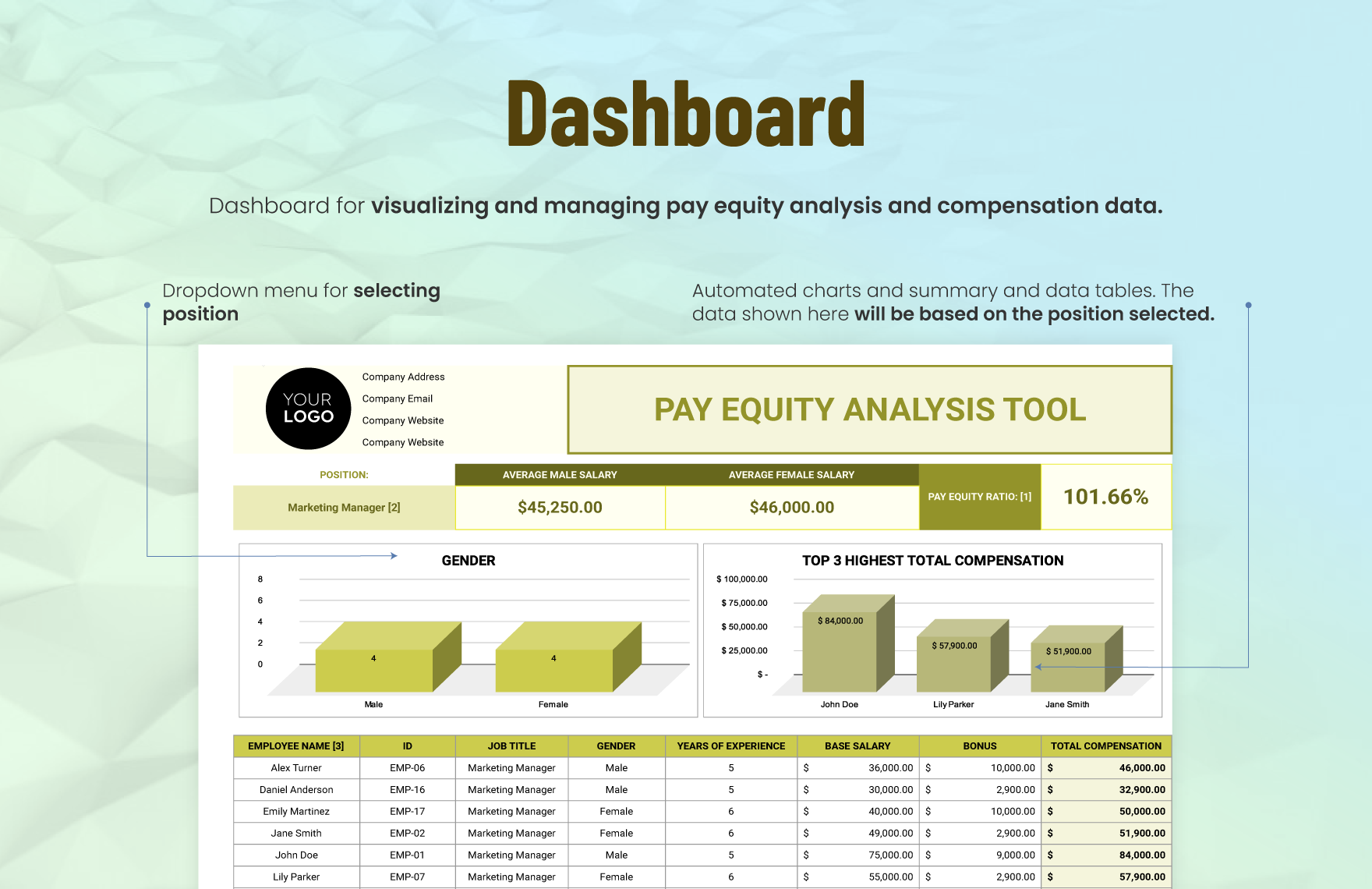 Pay Equity Analysis Tool HR Template