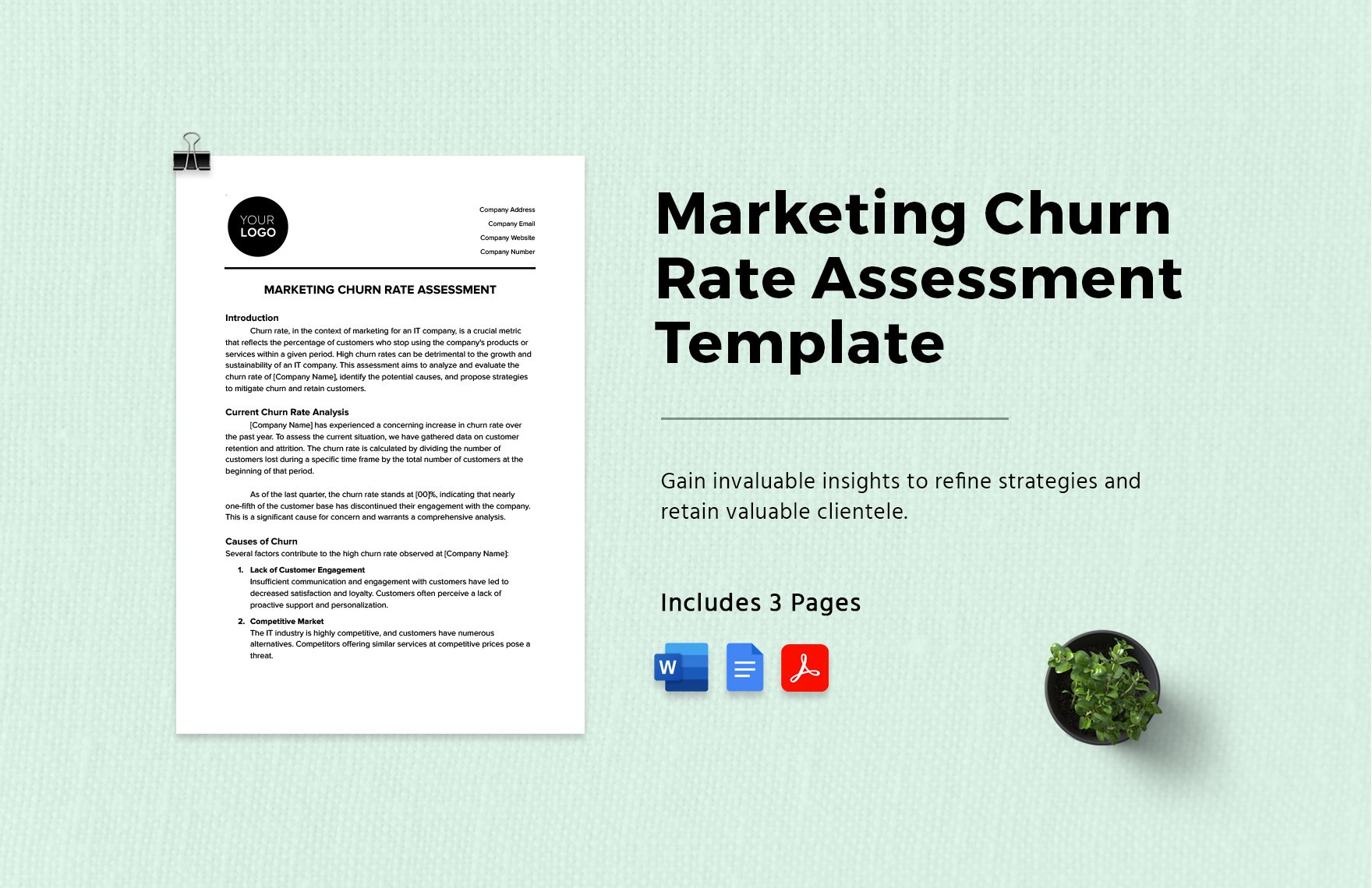 Marketing Churn Rate Assessment Template in Word, Google Docs, PDF