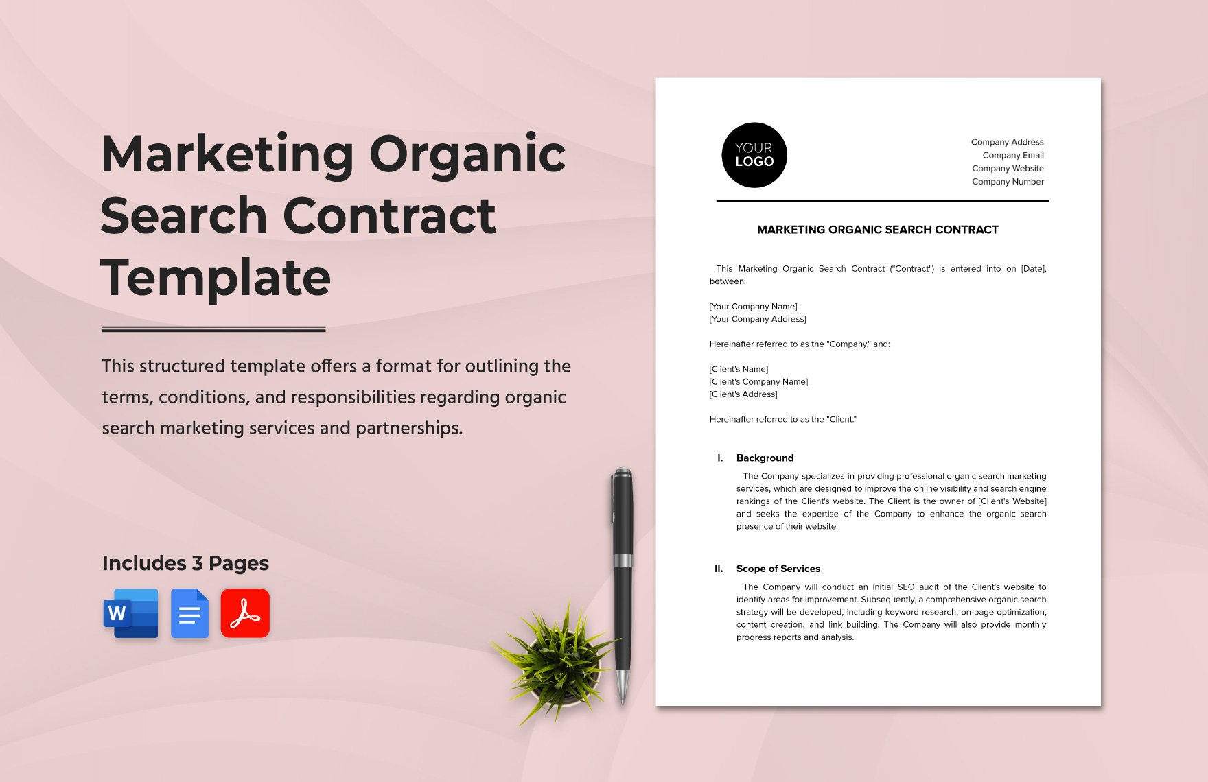 Marketing Organic Search Contract Template in Word, Google Docs, PDF